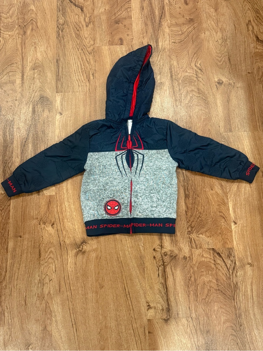 Kids Spider-Man Hooded Jacket - Red, Navy & Gray